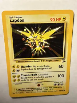 2000 Pokemon TCG Base Set 2 ZAPDOS 20/130 Holo Rare Care Vintage WOTC NEAR MINT - Image 4