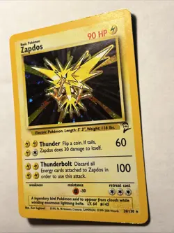 2000 Pokemon TCG Base Set 2 ZAPDOS 20/130 Holo Rare Care Vintage WOTC NEAR MINT - Image 5