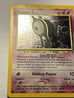 Unown A #14/75 Neo Discovery Unlimited Pokemon TCG Holo Rare Card Vintage LP - Image 5