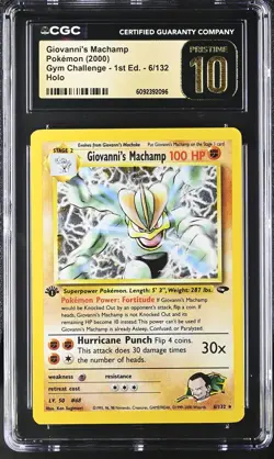 CGC 10 PRISTINE Giovanni's Machamp Gym Challenge 1st Edition 6/132 Holo Pokemon - Image 1
