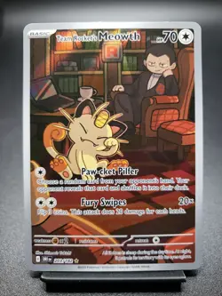 Pokemon TCG Team Rocket's Meowth 203/182 Illustration Rare Destined Rivals - Image 1