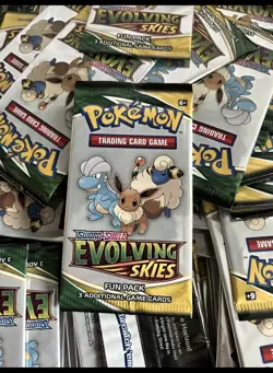 Pokemon TCG Evolving Skies Fun Packs X100 New Sealed Packs - Image 1