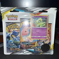 2019 POKEMON SUN & MOON COSMIC ECLIPSE 3 PACK W/ CELEBI SEALED BLISTER - Image 1