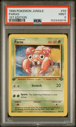 1999 POKEMON JUNGLE 1ST ED #59 PARAS PSA 9 - Image 1