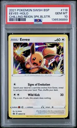 PSA 10 Eevee SWSH 118 Chilling Reign Black Star Promo Pokemon COSMOS New Cert - Image 1