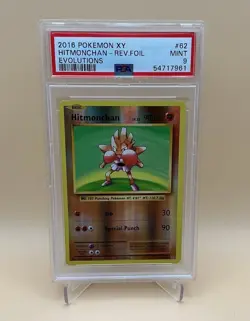 2016 POKEMON XY EVOLUTIONS #62 HITMONCHAN-REVERSE FOIL PSA 9 - Image 1