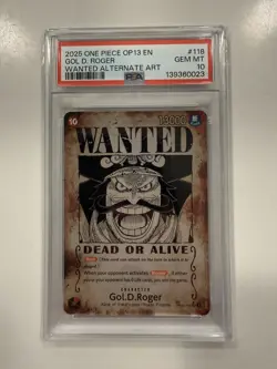 2025 ONE PIECE OP13 WANTED ALTERNATE ART #118 GOL D. ROGER PSA 10 - Image 3