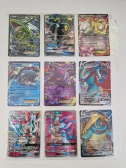 Pokemon GX/EX/VMAX Holo Bundle (9 Cards) Rayquaza & Gengar EX (PRXY Fan Display) - Image 1