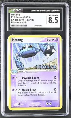 CGC 8.5 Metang 2005 EX Deoxys 40/107 Reverse Holo Stamped Pokemon Card - Image 1