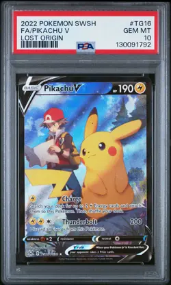 2022 POKEMON SWORD & SHIELD LOST ORIGIN #TG16 FULL ART/PIKACHU V PSA 10 - Image 1