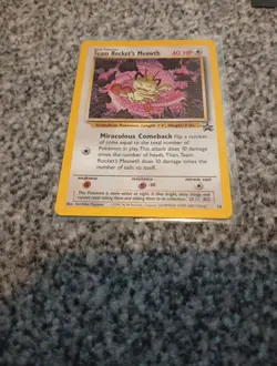 Pokemon Team Rockets Meowth 18 Black Star Promo Rare Card WOTC Vintage 1999 - Image 1