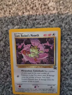 Pokemon Team Rockets Meowth 18 Black Star Promo Rare Card WOTC Vintage 1999 - Image 2