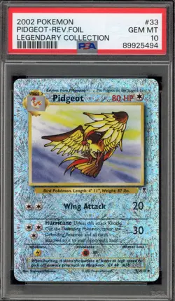 Pokemon Pidgeot Legendary Coll. Reverse Holo Rare #33 PSA 10 Gem Mint - Image 1