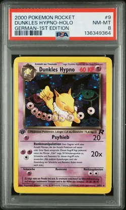 2000 Pokemon GERMAN Unlimited Rocket Dunkles Dark Hypno Holo 9/82 PSA 8 NM-MT - Image 1