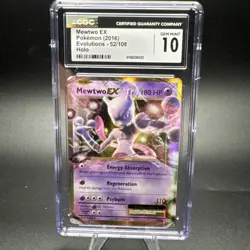 CGC 10 Mewtwo EX Pokemon Evolutions 2016 52/108 Gem Mint Holo - Image 1