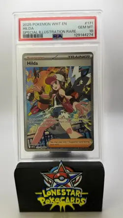 2025 POKEMON WHT EN-WHITE FLARE SPECIAL ILLUSTRATION RARE #171 HILDA PSA 10 #171 - Image 1