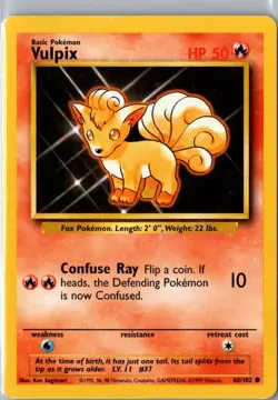 VULPIX 68/102 COMMON BASE SET POKEMON LP - Image 1