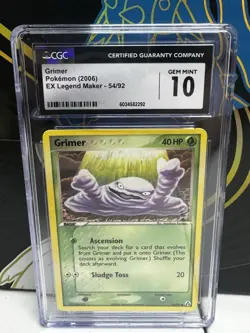 CGC GEM MINT 10 GRIMER EX Legend Maker 2006 Pokemon Card 54/92 - Image 1