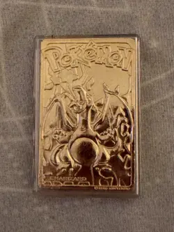 23K Gold Plated CHARIZARD Trading Card 1999 Burger King Pokemon Ball - Image 1