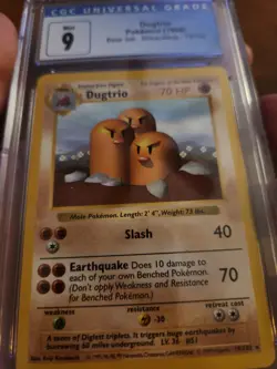 Pokemon Dugtrio Base Set 19/102 Shadowless CGC 9 Mint PSA Graded Card - Image 2