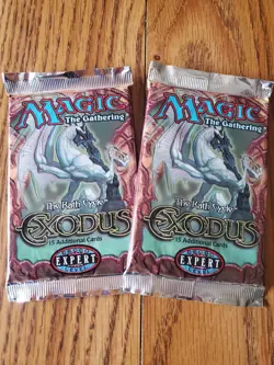 MAGIC THE GATHERING Lot of Two (2) EXODUS Factory Sealed Booster Packs - Image 1