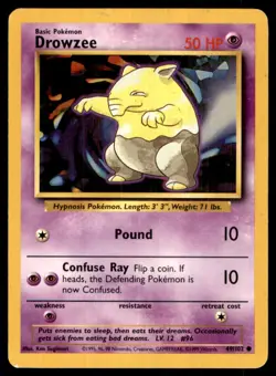 1999 Base Set Unlimited Drowzee #49 - Image 1