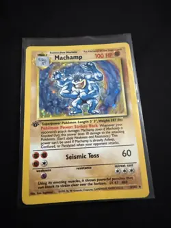 Pokemon TCG Machamp Holo 1st Edition Unlimited Rare Card Base Set 8/102 - Image 1