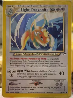 Pokemon TCG Light Dragonite Neo Destiny Holo Card 14/105 Unlimited Rare - Image 1