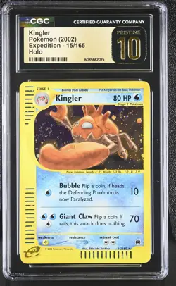 CGC 10 PRISTINE Kingler 2002 Expedition 15/165 Holo SWIRL Pokemon Card - Image 1