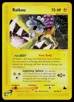 Pokemon Card - Raikou Skyridge 28/144 Rare Non-Holo - Image 1