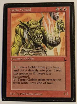 MTG Old English Light Play Magic Card *GOBLIN WIZARD* from THE DARK - Image 1