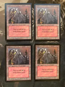 *** BETA Mountain A (Gray Sky) x4 *** EX-NM - English - DUTY PAID - MtG Magic - Image 1