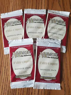 MAGIC THE GATHERING Lot of Five (5) FALLEN EMPIRES Factory Sealed Booster Packs - Image 1