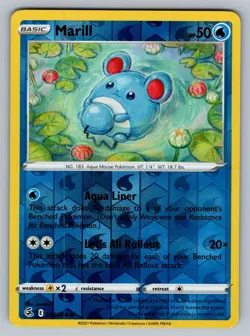 2021 Pokemon Marill 058/264 Fusion Strike Reverse Holo NM - Image 1