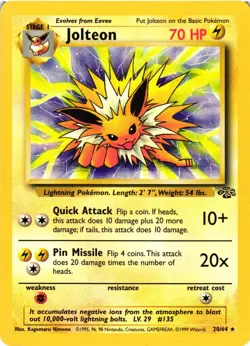 Pokemon TCG Jolteon Jungle 20/64 Regular Rare Non-Holo Unlimited LP - Image 1