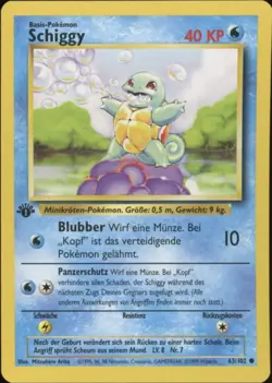 1999 Pokemon GERMAN 1st Edition Base Set Schiggy-Squirtle 63/102 EX-MT - Image 1