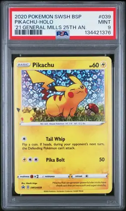 2020 POKEMON SWSH BLACK STAR PROMO #039 PIKACHU-HOLO PSA 9 - Image 1