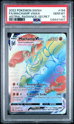 2022 POKEMON SWORD & SHIELD ASTRAL RADIANCE SECRET FULL ART/MACHAMP VMAX PSA 10 - Image 1