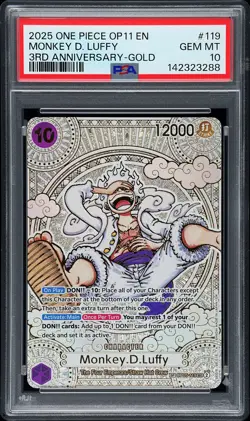 2025 ONE PIECE OP11-A FIST OF DIVINE SPEED 3RD ANV-GOLD MONKEY D. LUFFY PSA 10 - Image 1