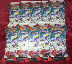 Scarlet & Violet Base Set Sleeved Booster Packs Lot of 10 Miraidon Pokemon Cards - Image 1
