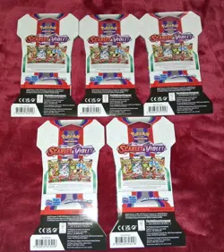 Scarlet & Violet Base Set Sleeved Booster Packs Lot of 10 Miraidon Pokemon Cards - Image 4