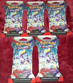 Scarlet & Violet Base Set Sleeved Booster Packs Lot of 10 Miraidon Pokemon Cards - Image 5