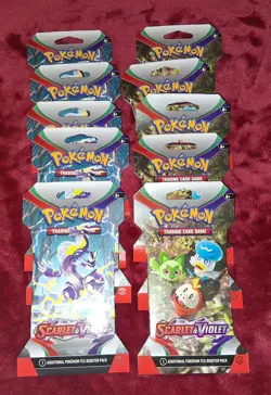 Scarlet & Violet Base Set Sleeved Booster Packs Lot of 10 Pokemon Cards - Image 1