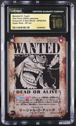 CGC 10 Pristine Marshall D. Teach SR OP09-093 WANTED 2024 ONE PIECE Card jpn - Image 1
