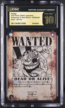 CGC 10 Pristine One Piece Card OP09-051 New Emperor Buggy Wanted Japanese - Image 1