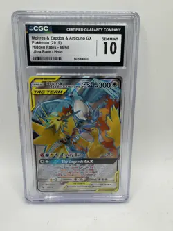 Pokemon TCG Moltres Zapdos Articuno GX Full Art Card 66/68 Hidden Fates CGC 10 - Image 1