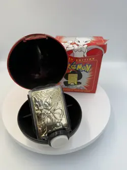 Vintage 1999 Burger King Mewtwo Pokemon 23K Gold Plated Card and Pokeball - Image 1