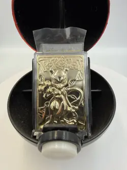 Vintage 1999 Burger King Mewtwo Pokemon 23K Gold Plated Card and Pokeball - Image 3