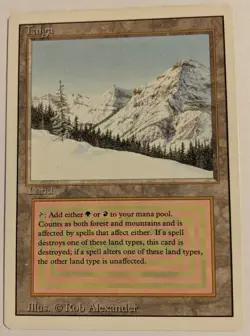 MTG English Magic Card Near Mint/Light Play *TAIGA* from REVISED. Dual Land - Image 1