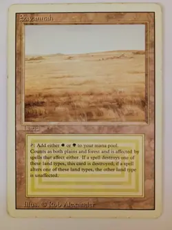 MTG Magic the Gathering Savannah Revised Edition Dual Land MP See Description - Image 1